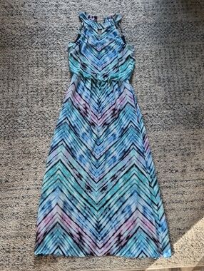 cleo Multicolor Watercolor Print Dress with Black Base